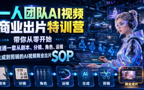 一人团队AI视频商业出片实战课：零基础跑通剧本到剪辑SOP