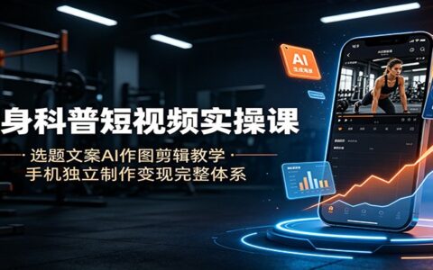 健身科普短视频实操课：手机AI选题剪辑变现，零基础独立制作完整体系