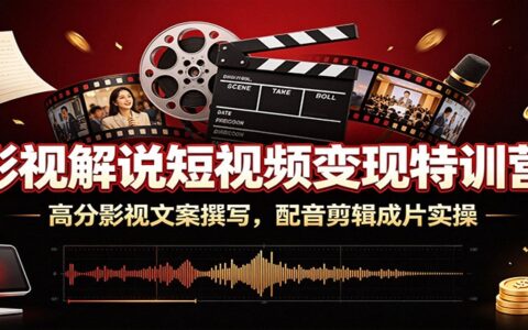 影视解说短视频变现特训营：文案撰写+配音剪辑成片实操