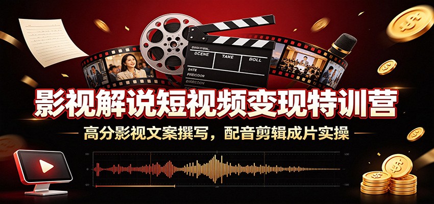 影视解说短视频变现特训营：文案撰写+配音剪辑成片实操
