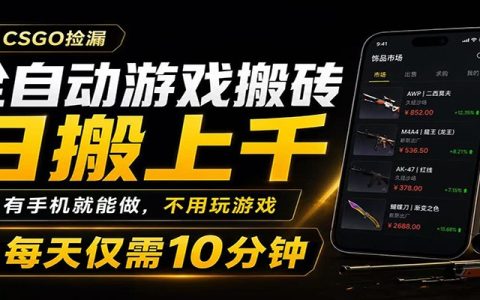 CSGO饰品自动搬砖变现千元，手机电脑G机捡漏10分钟