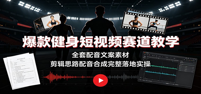 爆款健身短视频教学：配音文案素材+剪辑思路，新手快速涨粉实操