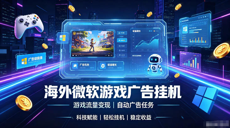 海外游戏广告自动挂G，轻资产副业风口，单设备变现500方法