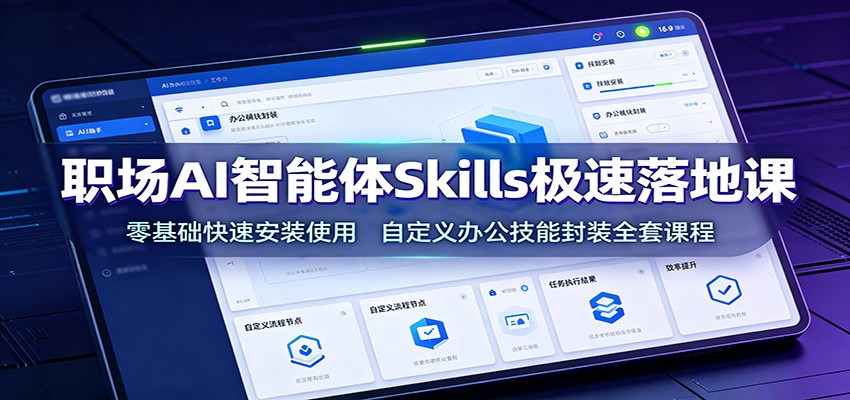 职场AI智能体Skills极速落地课：零基础安装与自定义办公技能封装