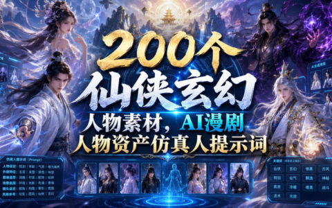 200步骤个仙侠玄幻人物素材+AI漫剧提示词，仿真人形象一键生成