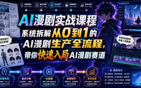 AI漫剧实战课：从0到1全流程制作，零基础快速入局短剧赛道