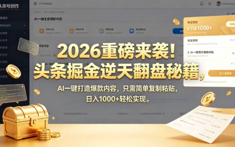 2026头条掘金秘籍：AI一键生成爆款内容，复制粘贴变现100步骤0+