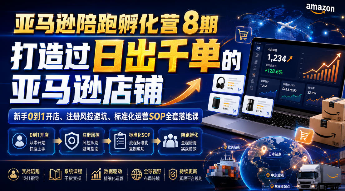 亚马逊陪跑孵化营8期 新手0-1开店注册风控避坑SOP落地课
