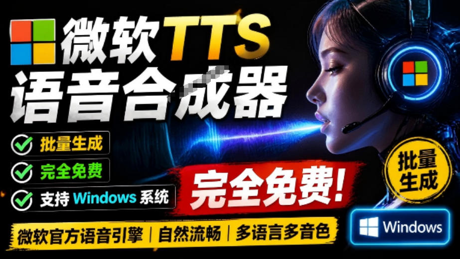 2026 微软TTS免费语音合成器，多音色批量配音工具