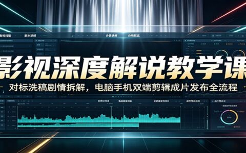 影视深度解说教学：对标洗稿剧情拆解，电脑手机剪辑发布全流程