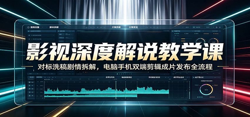 影视深度解说教学：对标洗稿剧情拆解，电脑手机剪辑发布全流程