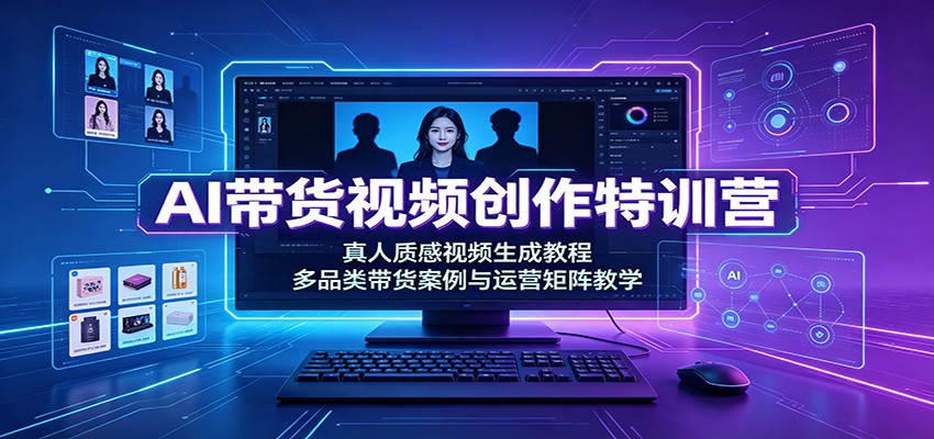 AI带货视频特训营：零出镜真人质感视频生成，多品类案例与矩阵运营教学