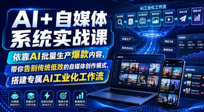 AI+自媒体系统课:批量爆款内容,搭建工业化工作流 AI+自媒体系统课:批量爆款内容,搭建工业化工作流