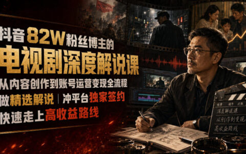 抖音82W粉博主亲授电视剧深度解说课，从0到独家签约变现全流程