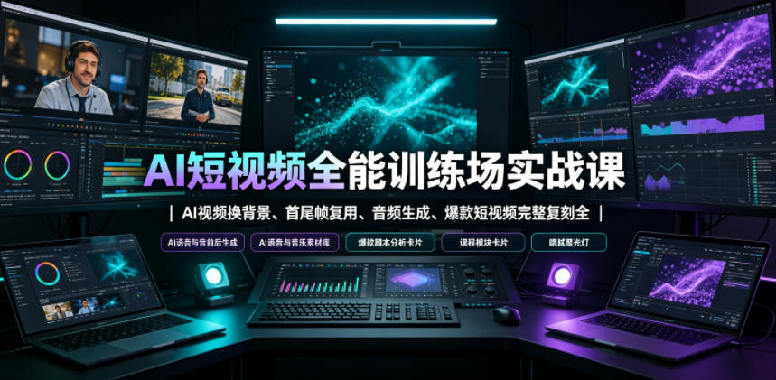 AI短视频实战课:换背景+首尾帧复用+音频生成+爆款复刻全套教学 AI短视频实战课:换背景+首尾帧复用+音频生成+爆款复刻全套教学