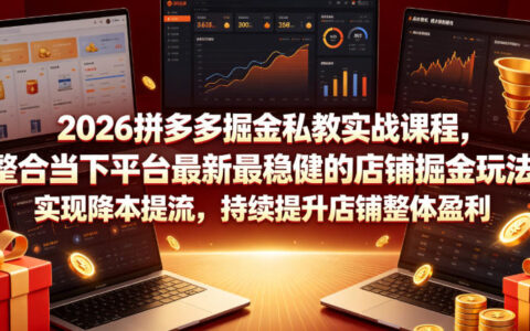 2026拼多多掘金私教：微付费拖价+防比价，提升店铺盈利
