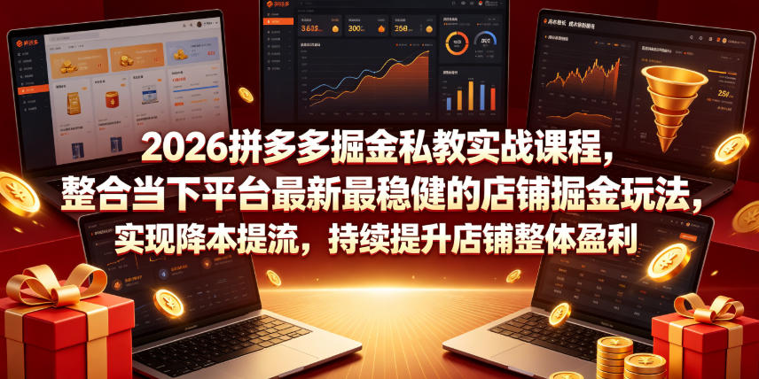 2026拼多多掘金私教：微付费拖价+防比价，提升店铺盈利