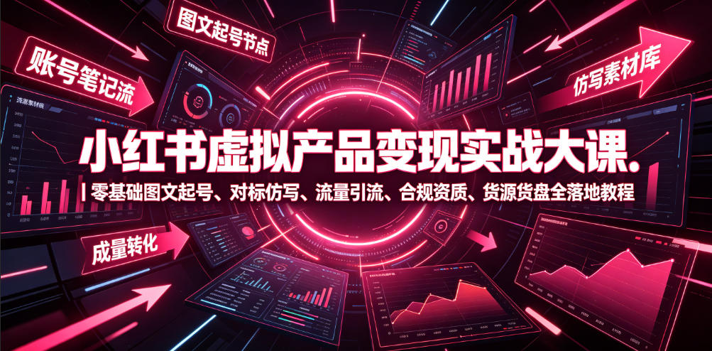 小红书虚拟产品变现实战课：零基础图文起号与合规引流全攻略