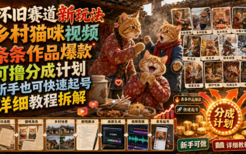 2026 怀旧赛道乡村猫咪视频爆款教程，新手快速起号赚分成
