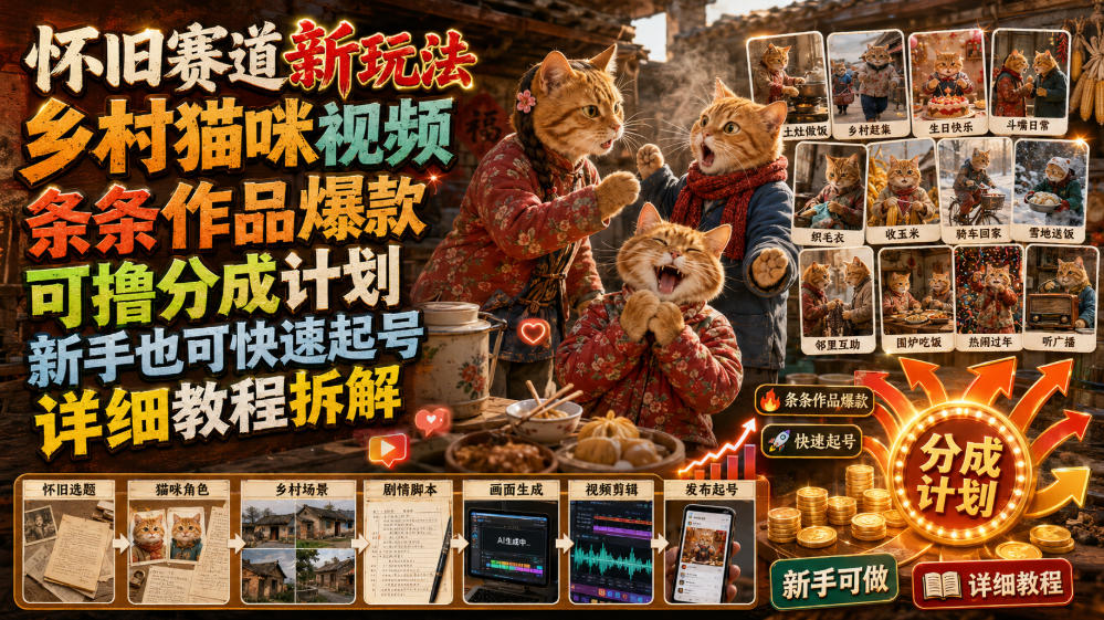 2026 怀旧赛道乡村猫咪视频爆款教程,新手快速起号赚分成 2026 怀旧赛道乡村猫咪视频爆款教程,新手快速起号赚分成