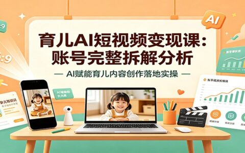 育儿AI短视频变现课：拆解账号+AI实操，宝妈快速起号爆款
