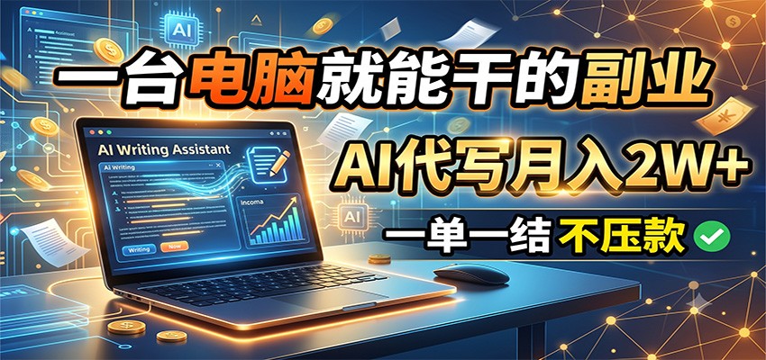 AI代写副业变现2W+,一单一结不压款,会打字就能干 AI代写副业变现2W+,一单一结不压款,会打字就能干
