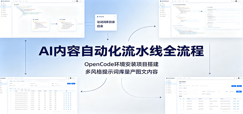 AI内容自动化流水线：OpenCode安装搭建，多风格提示词库量产图文