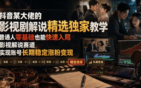 2026 抖音影视解说大佬内部课，零基础快速起号稳定变现