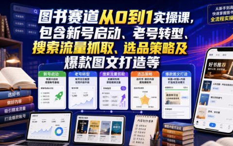 图书赛道0-1实操：新号启动+银发带货+矢量动画爆款图文