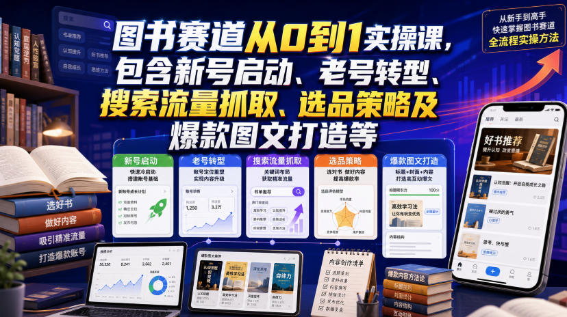图书赛道0-1实操:新号启动+银发带货+矢量动画爆款图文 图书赛道0-1实操:新号启动+银发带货+矢量动画爆款图文