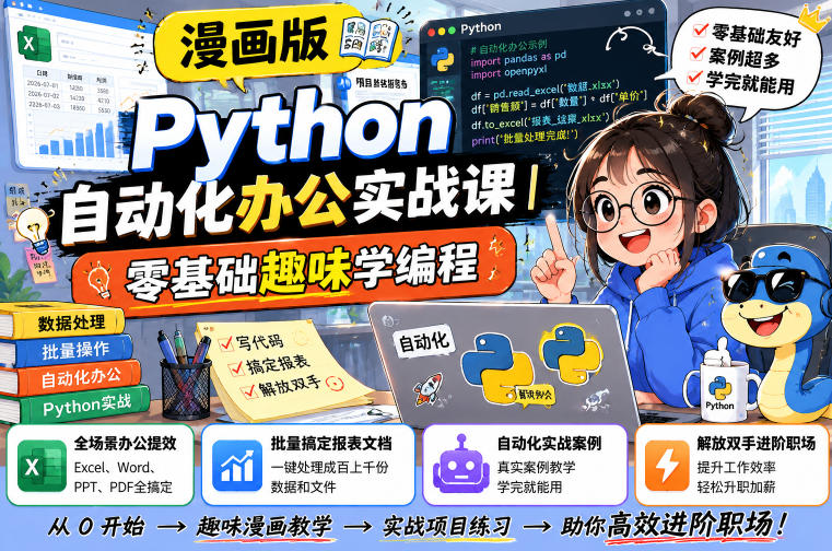 漫画版Python自动化办公实战课｜零基础学编程，批量搞定Excel/Word/PPT