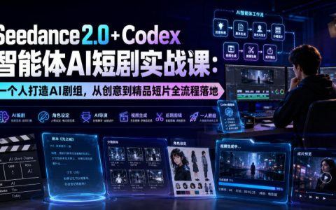 Seedance2.0+Codex智能体AI短剧实战课：一个人打造AI剧组，从创意到精品短片全流程
