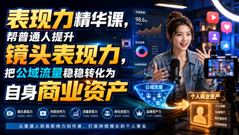 表现力精华课：普通人提升镜头感，把公域流量变商业资产