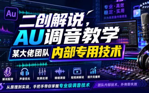 2026 二创解说AU调音教学，大佬团队内部调音技术实战课