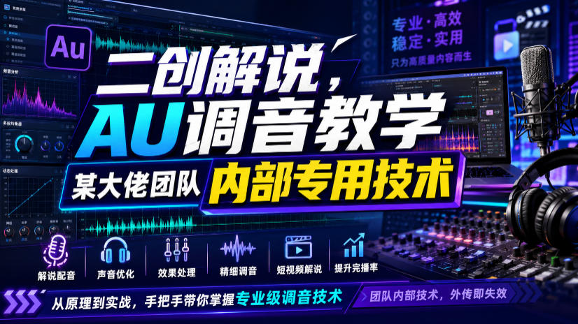2026 二创解说AU调音教学，大佬团队内部调音技术实战课