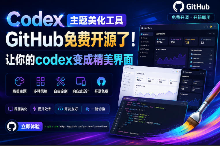 Codex Dream Skin免费开源!无需改包让Codex界面秒变精美壁纸 Codex Dream Skin免费开源!无需改包让Codex界面秒变精美壁纸
