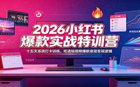2026小红书爆款特训营：十五天打卡，零基础掌握短视频变现逻辑