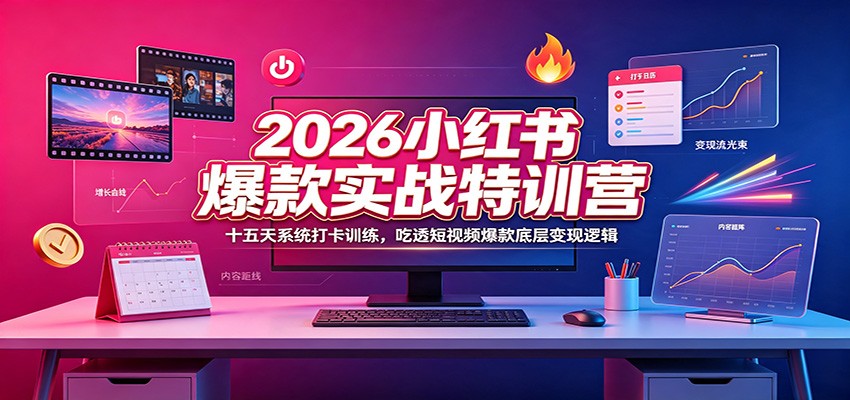 2026小红书爆款特训营：十五天打卡，零基础掌握短视频变现逻辑