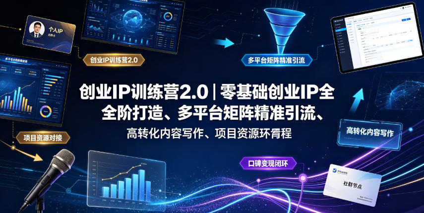 创业IP训练营2.0：零基础多平台引流+高转化内容写作与变现闭环