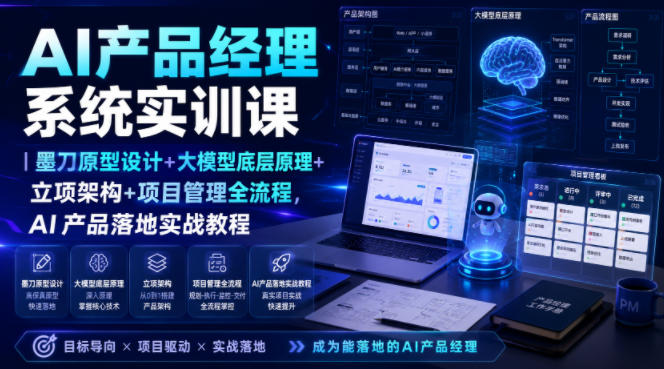 AI产品经理系统实训课｜墨刀原型+大模型原理+立项到项目落地全流程