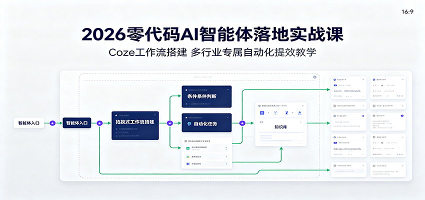 2026零代码AI智能体实战课：Coze工作流搭建与多行业自动化提效