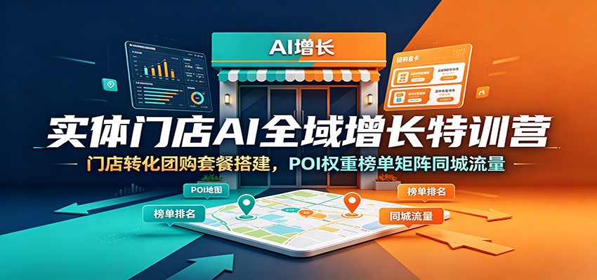实体门店AI全域增长特训营：团购套餐搭建与POI权重矩阵同城流量实战