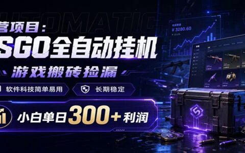 CSGOG机捡漏项目 薄凉软件自动抢购低价饰品赚钱教程