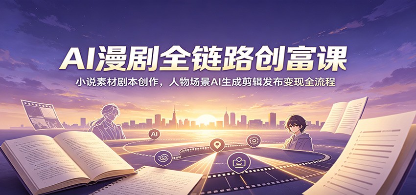 AI漫剧全链路创富：小说素材AI生成剪辑发布变现教程