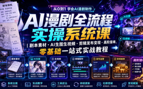 AI漫剧全流程实操课｜零基础剧本生图剪辑变现接单教程