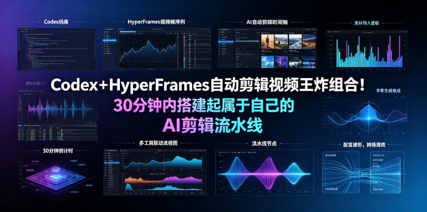 Codex+HyperFrames自动剪辑教程：30分钟搭建AI剪辑流水线