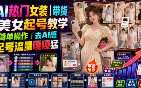 AI女装带货起号教学：去AI感操作，模特生成服装替换视频教程