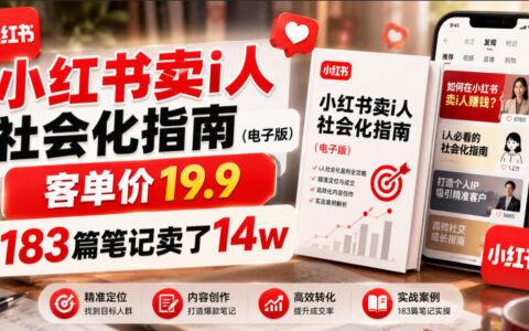 小红书I人社会化指南电子版，19.9元183篇笔记卖14万
