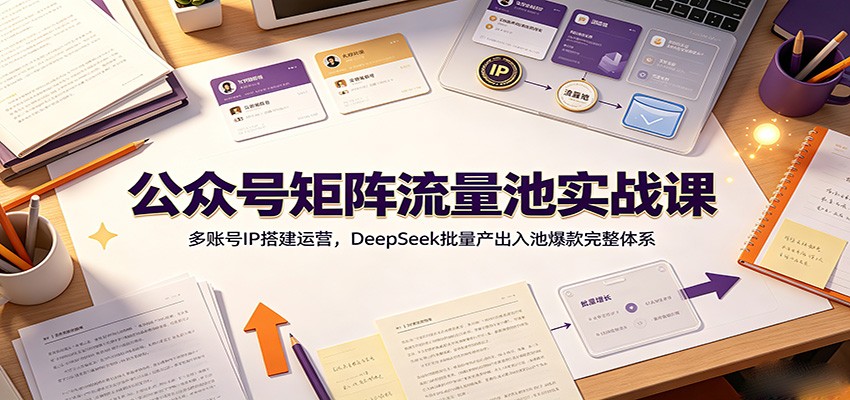 公众号矩阵流量池实战课：DeepSeek批量产爆款，多账号IP搭建运营全攻略