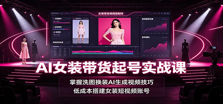 AI女装带货实战课：洗图换装+AI视频生成，低成本起号技巧